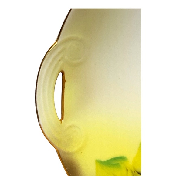 Noritake Hand Painted Plate Signed Morimura 2 Handled Yellow Pink Blossom VTG - Picture 4 of 11